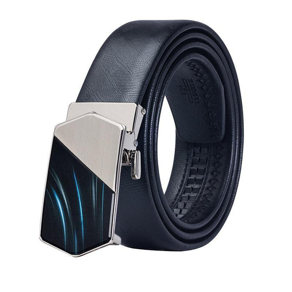 Planet Gates China / 150cm 59inch Designer Belts for Men Black Leather Waist Belt Strap Luxury Blue Automatic Buckle Business Formal Belt Men