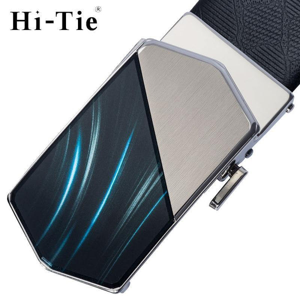 Planet Gates China / 150cm 59inch Designer Belts for Men Black Leather Waist Belt Strap Luxury Blue Automatic Buckle Business Formal Belt Men