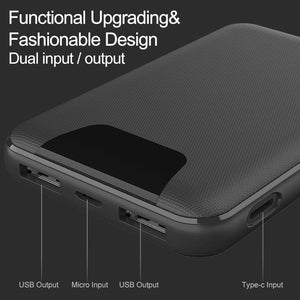 Planet Gates China / 2.4ABlack2 ROCK Mini Power Bank 10000mAh Dual USB Ports External Battery Powerbank with Digital Display for iphone XS Xiaomi PoverBank