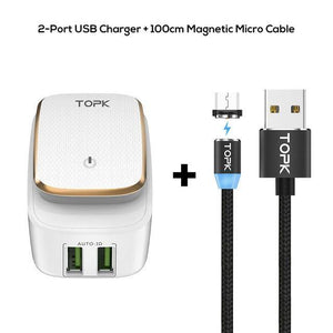 Planet Gates China / 2 Port Charger Micro TOPK Multi-Port USB Charger LED Lamp Auto-ID Mobile Phone Charger Portable Tarvel EU&US Plug Wall Charger Adapter