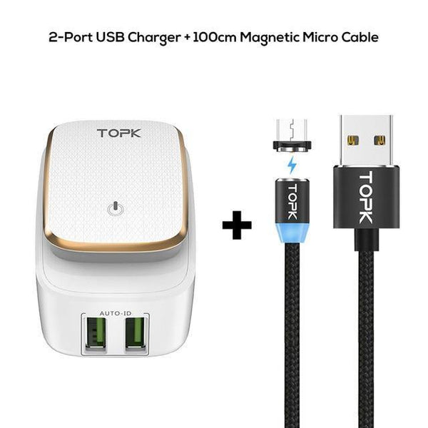Planet Gates China / 2 Port Charger Micro TOPK Multi-Port USB Charger LED Lamp Auto-ID Mobile Phone Charger Portable Tarvel EU&US Plug Wall Charger Adapter