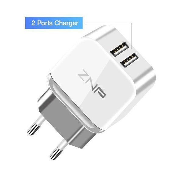 Planet Gates China / 2 Ports Charger ZNP Dual 2 USB Charger For Honor 10 9 lite Mobile Phone EU Charger Plug Travel Wall Charger Adapter For One Plus 6 5T 5 Charger