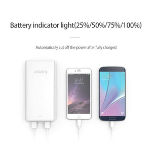 Planet Gates China / 20000mAh White ORICO 20000mAh 3 USB Power Bank 5V/2A*2+5V1A*1 External Battery Mobile Backup Bank Charger with Flashlight Universal White
