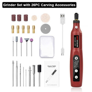 Planet Gates China / 24PC R Grinder Set NEWACALOX USB Charging Variable Speed Mini Grinder Machine Rotary Tools Kit Grinder Set with 126pcs Engraving Accessories Kit
