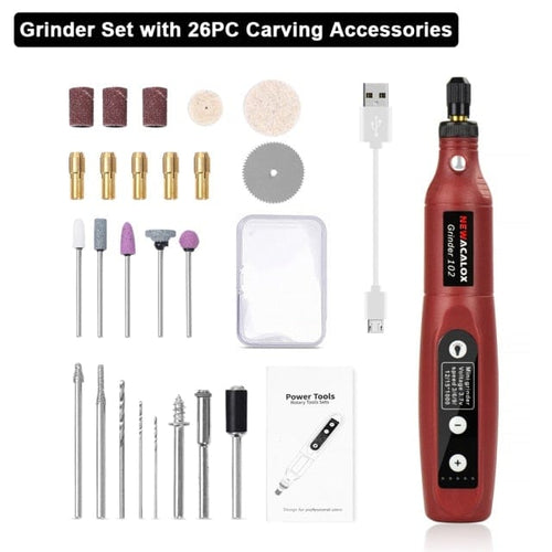 Planet Gates China / 24PC R Grinder Set NEWACALOX USB Charging Variable Speed Mini Grinder Machine Rotary Tools Kit Grinder Set with 126pcs Engraving Accessories Kit