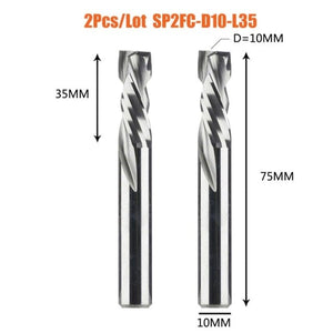 Planet Gates China / 2PC-SP2FC-D10.0-L35 2PCS/LOT Compression Milling Cutter Woodwork DOWN Cut Two Flute Spiral Carbide Milling Tool CNC Router Bits Wood End Mill Cutter