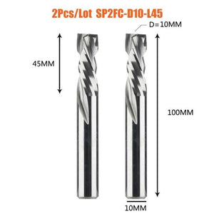 Planet Gates China / 2PC-SP2FC-D10.0-L45 2PCS/LOT Compression Milling Cutter Woodwork DOWN Cut Two Flute Spiral Carbide Milling Tool CNC Router Bits Wood End Mill Cutter