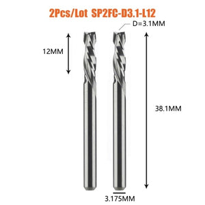 Planet Gates China / 2PC-SP2FC-D3.1-L12 2PCS/LOT Compression Milling Cutter Woodwork DOWN Cut Two Flute Spiral Carbide Milling Tool CNC Router Bits Wood End Mill Cutter