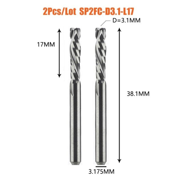 Planet Gates China / 2PC-SP2FC-D3.1-L17 2PCS/LOT Compression Milling Cutter Woodwork DOWN Cut Two Flute Spiral Carbide Milling Tool CNC Router Bits Wood End Mill Cutter