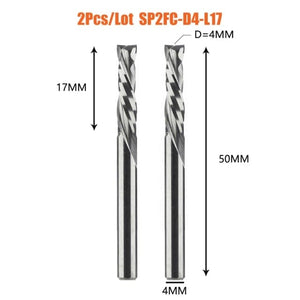 Planet Gates China / 2PC-SP2FC-D4.0-L17 2PCS/LOT Compression Milling Cutter Woodwork DOWN Cut Two Flute Spiral Carbide Milling Tool CNC Router Bits Wood End Mill Cutter