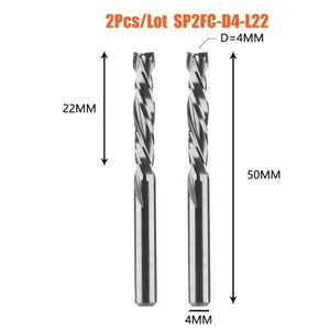 Planet Gates China / 2PC-SP2FC-D4.0-L22 2PCS/LOT Compression Milling Cutter Woodwork DOWN Cut Two Flute Spiral Carbide Milling Tool CNC Router Bits Wood End Mill Cutter