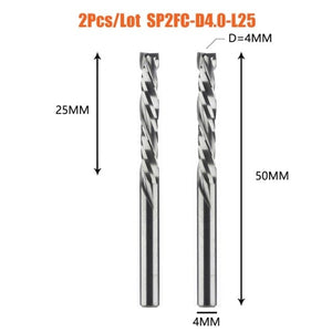 Planet Gates China / 2PC-SP2FC-D4.0-L25 2PCS/LOT Compression Milling Cutter Woodwork DOWN Cut Two Flute Spiral Carbide Milling Tool CNC Router Bits Wood End Mill Cutter