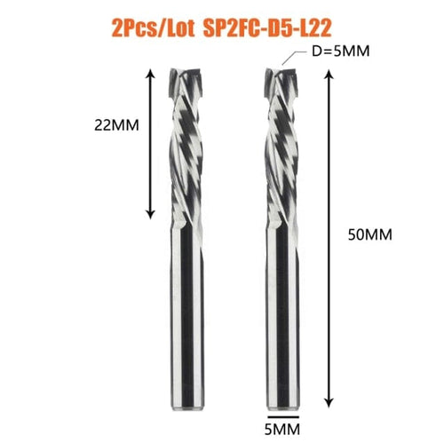 Planet Gates China / 2PC-SP2FC-D5.0-L22 2PCS/LOT Compression Milling Cutter Woodwork DOWN Cut Two Flute Spiral Carbide Milling Tool CNC Router Bits Wood End Mill Cutter