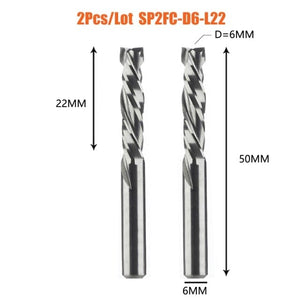 Planet Gates China / 2PC-SP2FC-D6.0-L22 2PCS/LOT Compression Milling Cutter Woodwork DOWN Cut Two Flute Spiral Carbide Milling Tool CNC Router Bits Wood End Mill Cutter