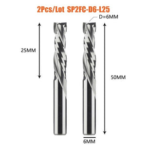 Planet Gates China / 2PC-SP2FC-D6.0-L25 2PCS/LOT Compression Milling Cutter Woodwork DOWN Cut Two Flute Spiral Carbide Milling Tool CNC Router Bits Wood End Mill Cutter