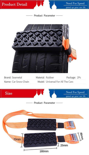 Planet Gates China 2pcs Car Snow Chains Rubber Snow Chains Universal Car Suit Tyre Winter Roadway Safety Auto Tire Chains Snow Climbing Mud Ground