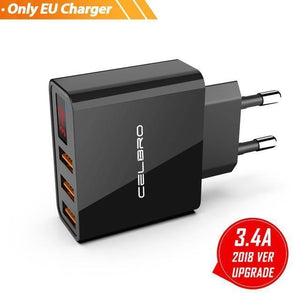 Planet Gates China / 3.4A EU charger bk Usb Wall Charger 3 Port 3.4a Led Display Universal Travel Charger Adapter For Mobile Phone Iphone Xiaomi Ipad Us Eu Plug
