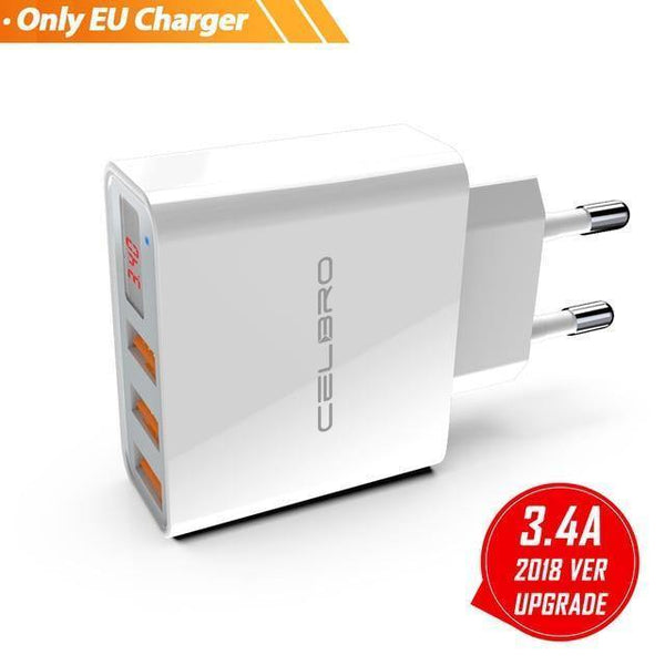 Planet Gates China / 3.4A EU charger wh Usb Wall Charger 3 Port 3.4a Led Display Universal Travel Charger Adapter For Mobile Phone Iphone Xiaomi Ipad Us Eu Plug
