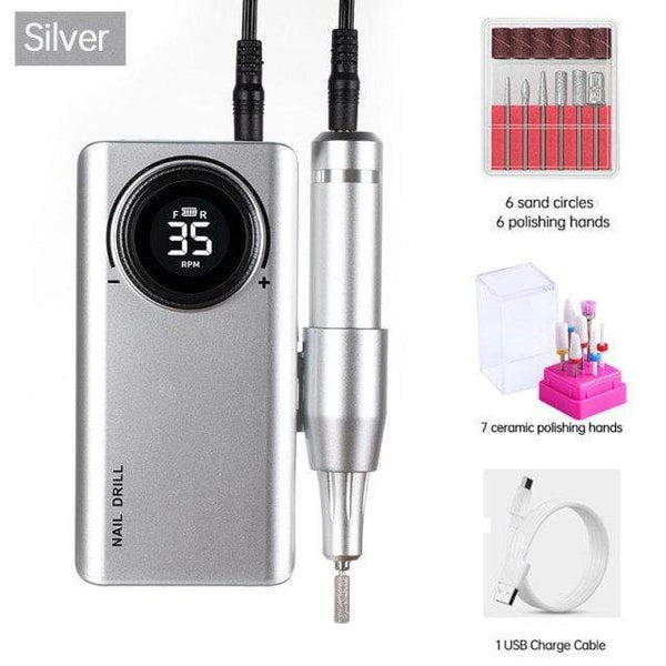 Planet Gates China / 35000RPM 30W SR-B 35000 RPM Rechargeable Portable Nail Drill machine Electric Nail File Manicure drill Set profession Nail Tools for Nail Salon