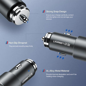 Planet Gates China / 4.8A Car Charger Ugreen USB Car Charger for Xiaomi Mini Dual Car-Charger 3.6A Universal Fast Mobile Phone Charger for iPhone X 8 7 6S Car Charger