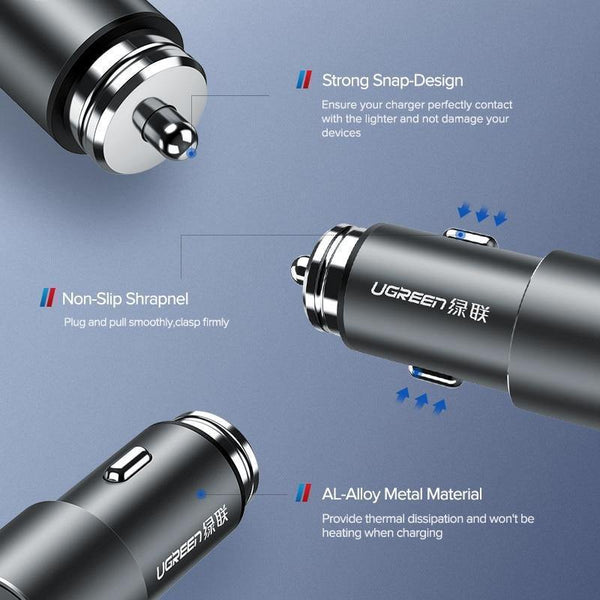 Planet Gates China / 4.8A Car Charger Ugreen USB Car Charger for Xiaomi Mini Dual Car-Charger 3.6A Universal Fast Mobile Phone Charger for iPhone X 8 7 6S Car Charger