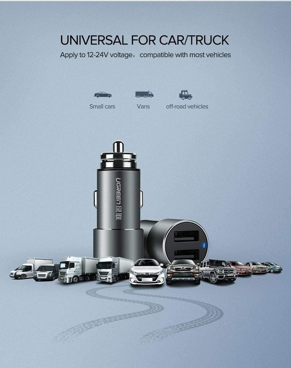 Planet Gates China / 4.8A Car Charger Ugreen USB Car Charger for Xiaomi Mini Dual Car-Charger 3.6A Universal Fast Mobile Phone Charger for iPhone X 8 7 6S Car Charger
