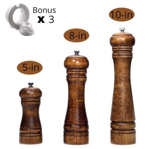 Planet Gates China / 5 8 and 10 inch Salt and Pepper Mills, Solid Wood Pepper Mill with Strong Adjustable Ceramic Grinder  5" 8" 10" - Kitchen Tools by Leeseph