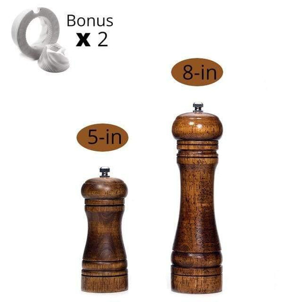 Planet Gates China / 5 and 8 inch Salt and Pepper Mills, Solid Wood Pepper Mill with Strong Adjustable Ceramic Grinder  5" 8" 10" - Kitchen Tools by Leeseph