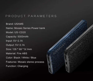 Planet Gates China / 5000mah Black Power bank USAMS Mosaic Ultra Slim 5000mAh Powerbank for iPhone Mobile Phone