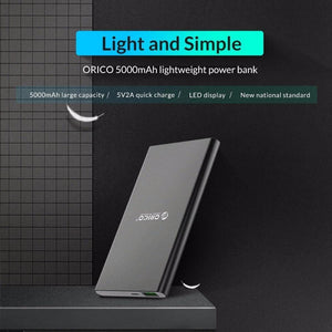 Planet Gates China / 5000mAh ORICO Quick Charge Power Bank 5000mAh USB LED Powerbank External Battery Charger For Mobile Phones Tablets Poverbank for Xiaomi