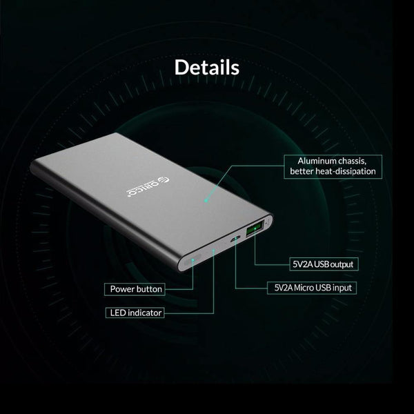 Planet Gates China / 5000mAh ORICO Quick Charge Power Bank 5000mAh USB LED Powerbank External Battery Charger For Mobile Phones Tablets Poverbank for Xiaomi