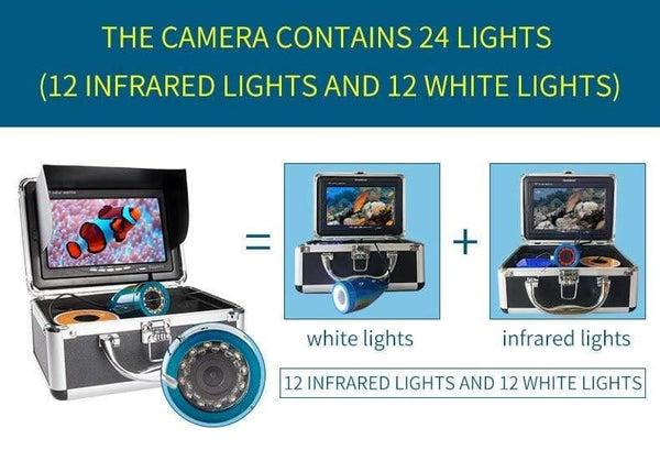 Planet Gates China / 50M-No DVR Fish Finder 15/30/50M DVR 1000TVL Underwater Hunting Video Camera for fishing 7"Monitor 24 Controllable LEDs