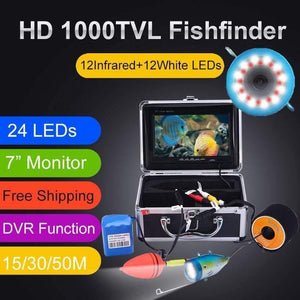 Planet Gates China / 50M-No DVR Fish Finder 15/30/50M DVR 1000TVL Underwater Hunting Video Camera for fishing 7"Monitor 24 Controllable LEDs