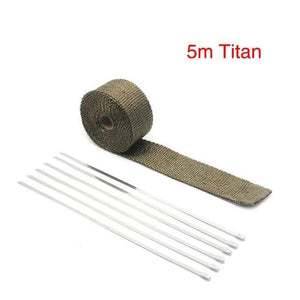 Planet Gates China / 5M Titan ZSDTRP 5cm*5M 10M 15M Titanium/Black Exhaust Heat Wrap Roll for Motorcycle Fiberglass Heat Shield Tape with Stainless Ties