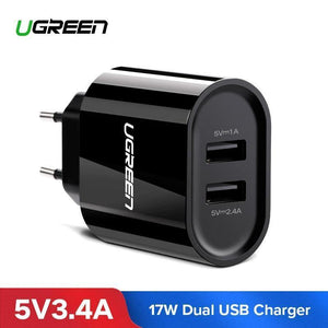 Planet Gates China / 5V3.1A EU White Ugreen USB Charger 3.4A 17W for iPhone 8 X 7 6 iPad Smart USB Wall Charger for Samsung Galaxy S9 LG G5 Dual Mobile Phone Charger