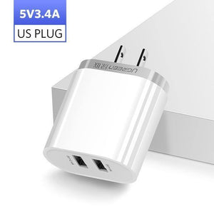 Planet Gates China / 5V3.4A  US White Ugreen USB Charger 3.4A 17W for iPhone 8 X 7 6 iPad Smart USB Wall Charger for Samsung Galaxy S9 LG G5 Dual Mobile Phone Charger