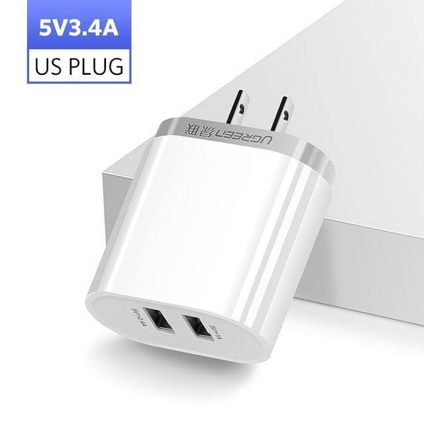 Planet Gates China / 5V3.4A  US White Ugreen USB Charger 3.4A 17W for iPhone 8 X 7 6 iPad Smart USB Wall Charger for Samsung Galaxy S9 LG G5 Dual Mobile Phone Charger