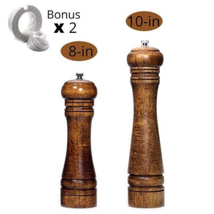 Planet Gates China / 8 and 10 inch Salt and Pepper Mills, Solid Wood Pepper Mill with Strong Adjustable Ceramic Grinder  5" 8" 10" - Kitchen Tools by Leeseph