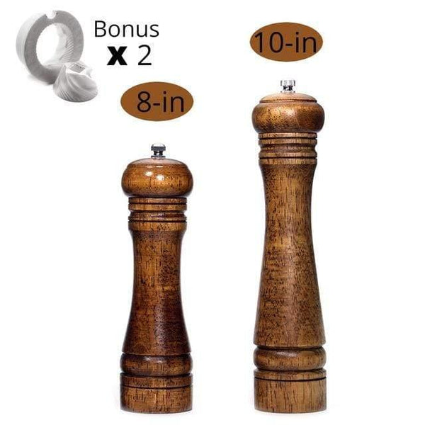 Planet Gates China / 8 and 10 inch Salt and Pepper Mills, Solid Wood Pepper Mill with Strong Adjustable Ceramic Grinder  5" 8" 10" - Kitchen Tools by Leeseph
