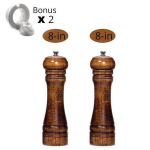 Planet Gates China / 8 and 8 inch Salt and Pepper Mills, Solid Wood Pepper Mill with Strong Adjustable Ceramic Grinder  5" 8" 10" - Kitchen Tools by Leeseph