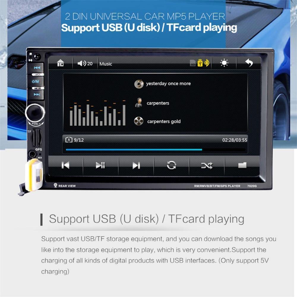 Planet Gates China / 8G card with camera Car Audio Autoradio 2 Din GPS Navigation 7 inch LCD Touch Screen Auto Radio Stereo Bluetooth Car Multimedia Player 2din