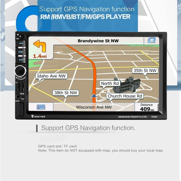 Planet Gates China / 8G card with camera Car Audio Autoradio 2 Din GPS Navigation 7 inch LCD Touch Screen Auto Radio Stereo Bluetooth Car Multimedia Player 2din