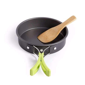 Planet Gates China 8PCS Outdoor Cooking Tools Picnic BBQ Pot Pan Plate Cup Set Stainless Steel Tableware Cutlery Camping Cookware Set