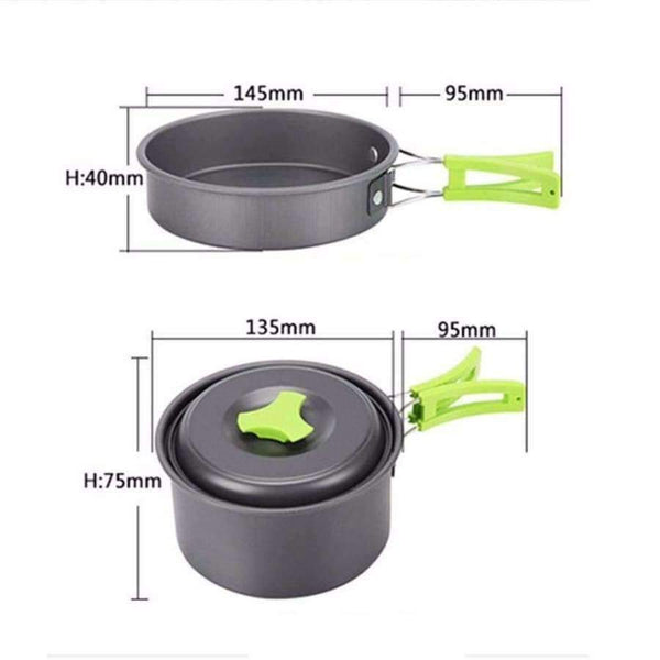 Planet Gates China 8PCS Outdoor Cooking Tools Picnic BBQ Pot Pan Plate Cup Set Stainless Steel Tableware Cutlery Camping Cookware Set