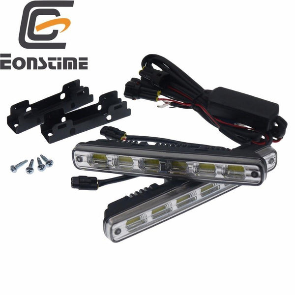 Planet Gates China / A    2 lines 2pcs White Universal DC 12V/24V COB LED Daytime Running Light Super Car DRL Lamp Installation Bracket Vehicles 12W E4