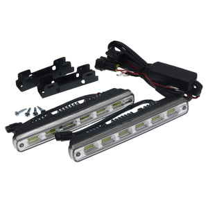 Planet Gates China / A    2 lines 2pcs White Universal DC 12V/24V COB LED Daytime Running Light Super Car DRL Lamp Installation Bracket Vehicles 12W E4