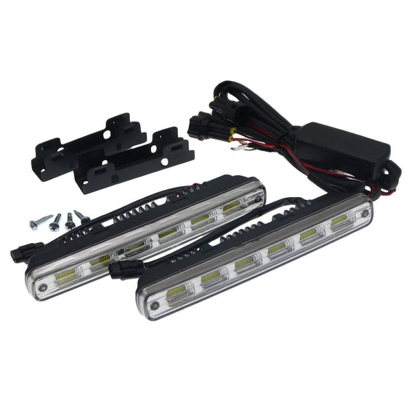 Planet Gates China / A    2 lines 2pcs White Universal DC 12V/24V COB LED Daytime Running Light Super Car DRL Lamp Installation Bracket Vehicles 12W E4