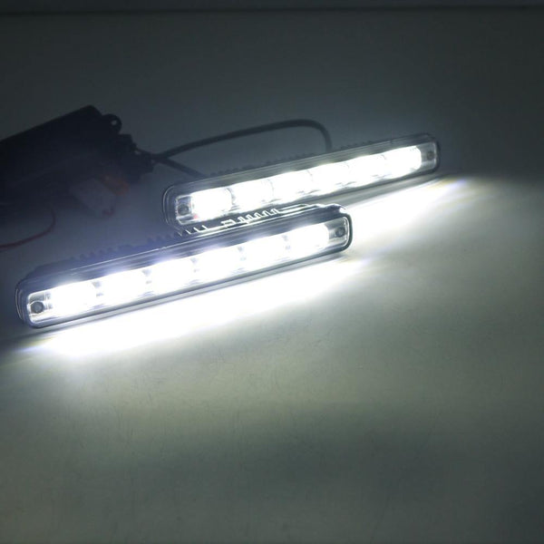 Planet Gates China / A    2 lines 2pcs White Universal DC 12V/24V COB LED Daytime Running Light Super Car DRL Lamp Installation Bracket Vehicles 12W E4