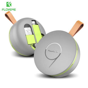 Planet Gates China / Active Green / 0.2m to 1m FLOVEME 2 in 1 USB Retractable For iPhone/Micro USB Cable 2.1A Charge For iOS iPhone X 10 7 8 SE Charger Mobile Phone Cables 1m