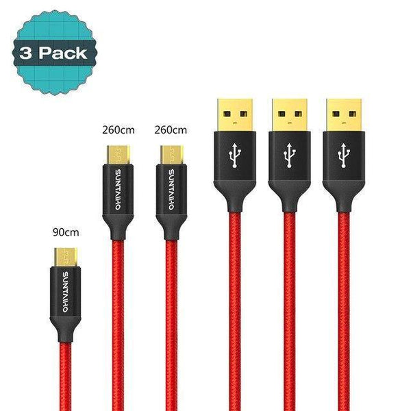 Planet Gates China / Amy Green Suntaiho [3 PACK] 5V2.5A Micro USB Cable For Samsung xiaomi Braided Fast USB Charge & data Cable Mobile Phone USB Charger Cable